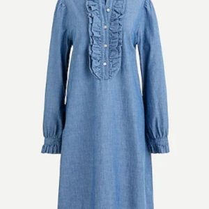 JCrew Ruffle Front Chambray Dress